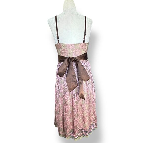 Vintage Y2K Necessary Objects Pink Floral Lace Slip Dress Satin Bow Detail Small - Picture 5 of 10